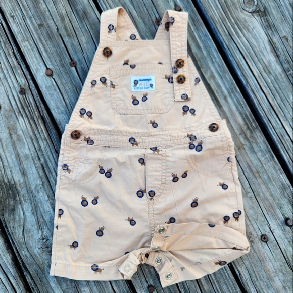 Carter's Baby boys Short Overalls Beige Tan Size 12 Months Adjustable with Snaps - Picture 4 of 10